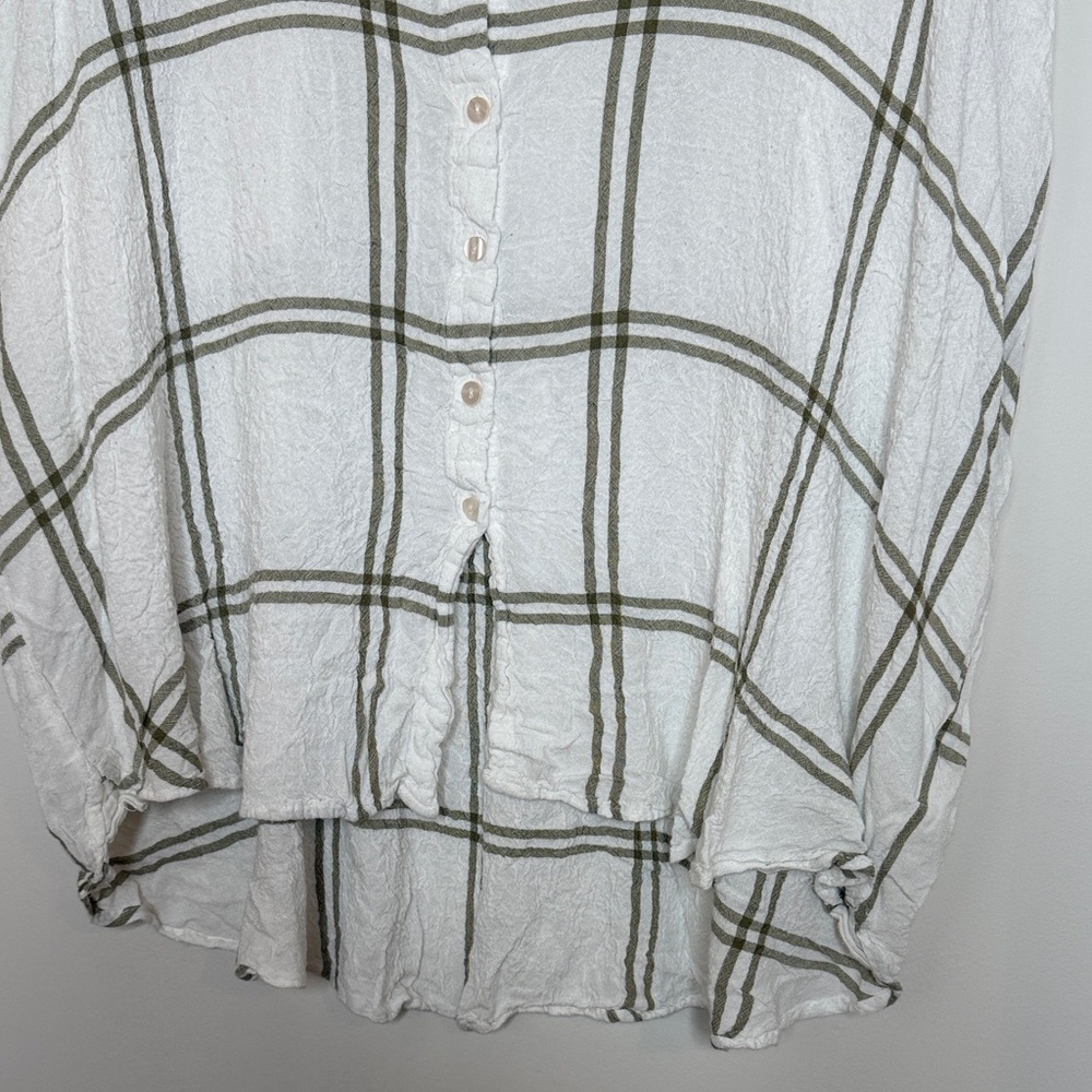 Jane and Delancey White and Green Plaid Button-Down Shirt - Picture 4 of 8